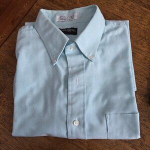 Savile Row Men's Short Sleeve Shirt 17 Turquoise Button Down Collar (13)